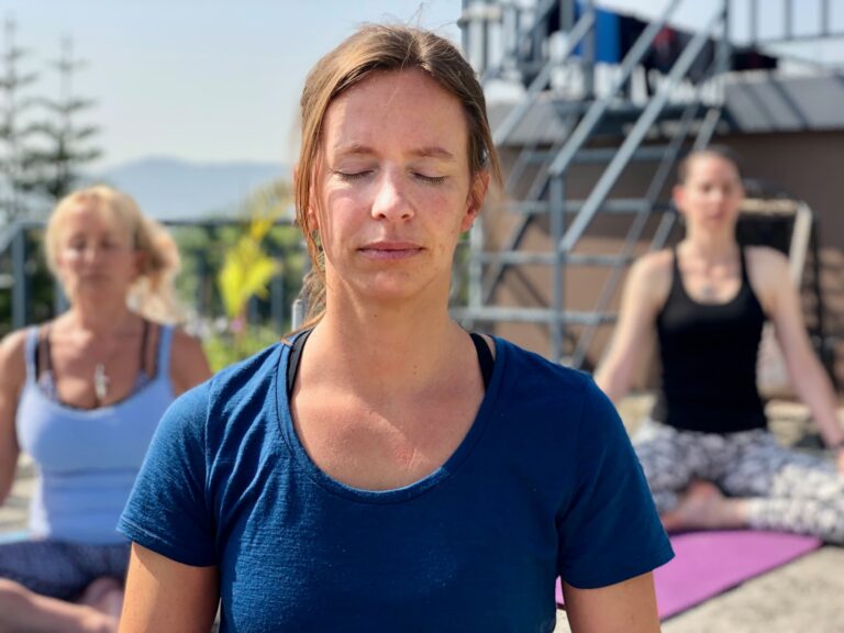 Morning Meditation class on the roof